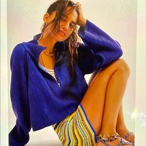 Free People Greta Half-Zip Pullover Sweater size xs